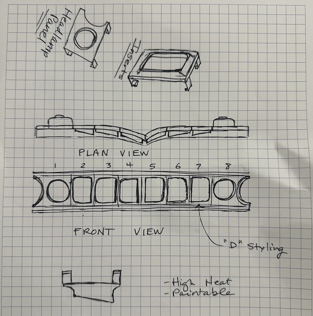 The initial sketched design - 1973 Dodge Dart