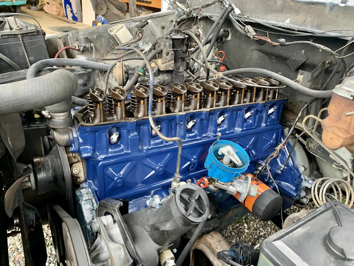 Painting the engine in place - 1978 Ford F-150