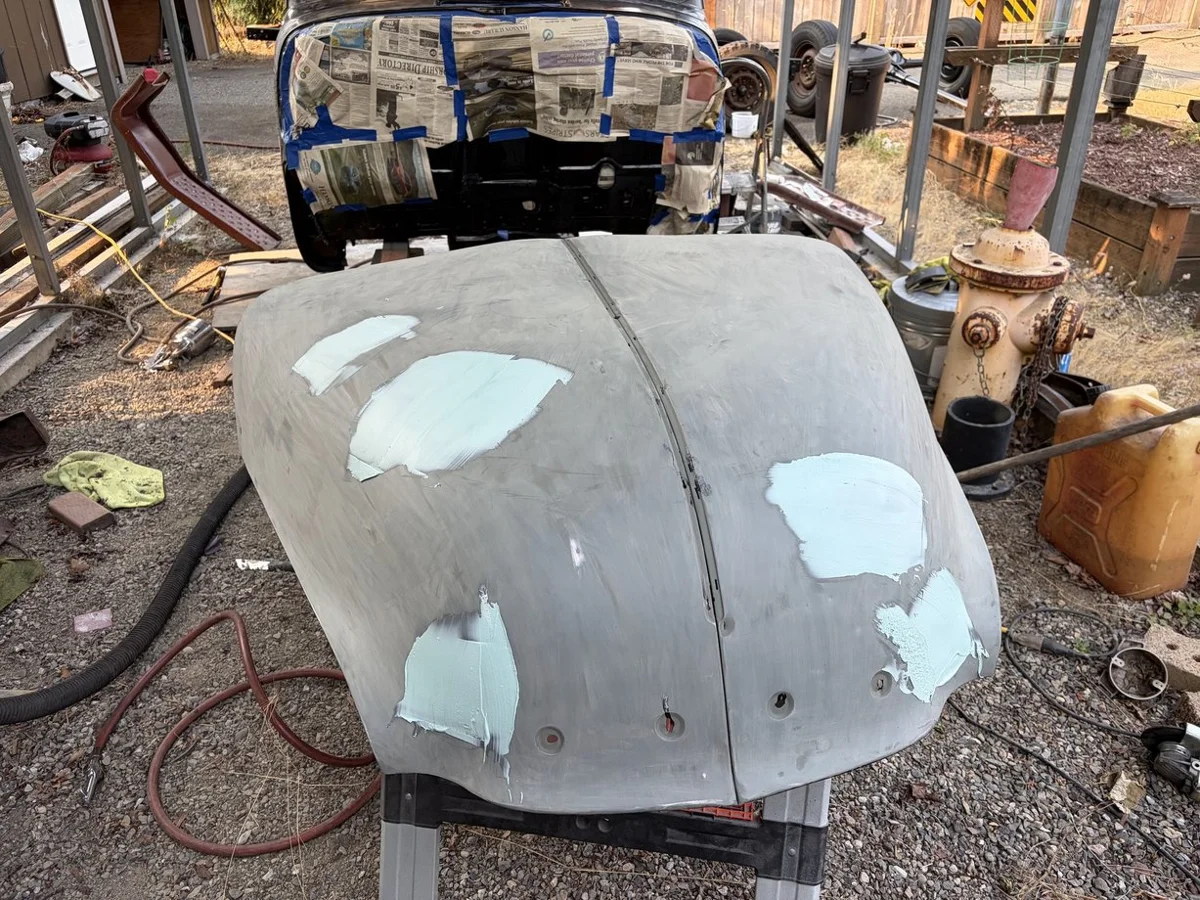 1950 Chevrolet Chevy pickup - Getting the hood ready for paint - Image 2