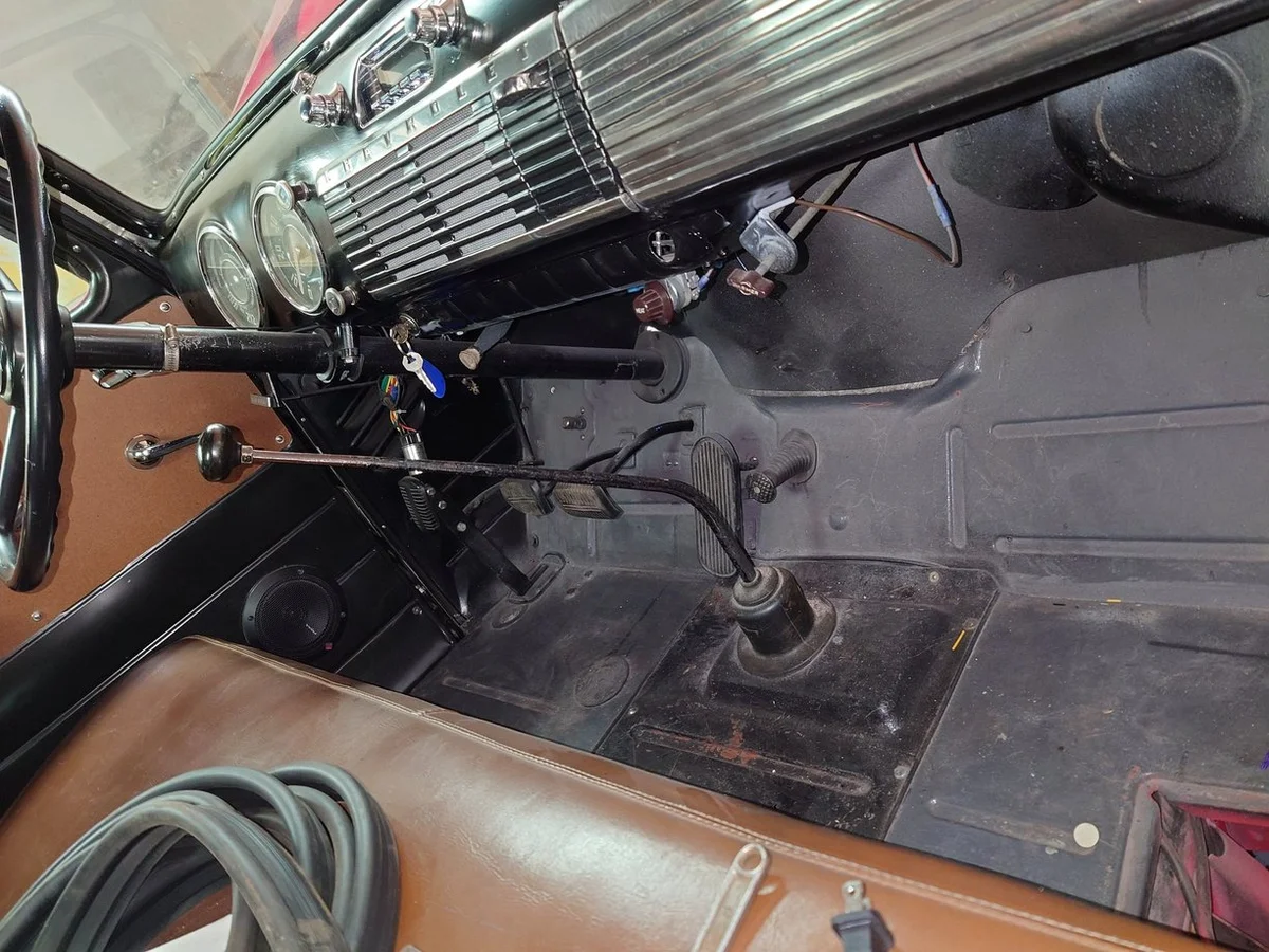 The before just a black metal floor. - 1949 Chevrolet Chevy pickup