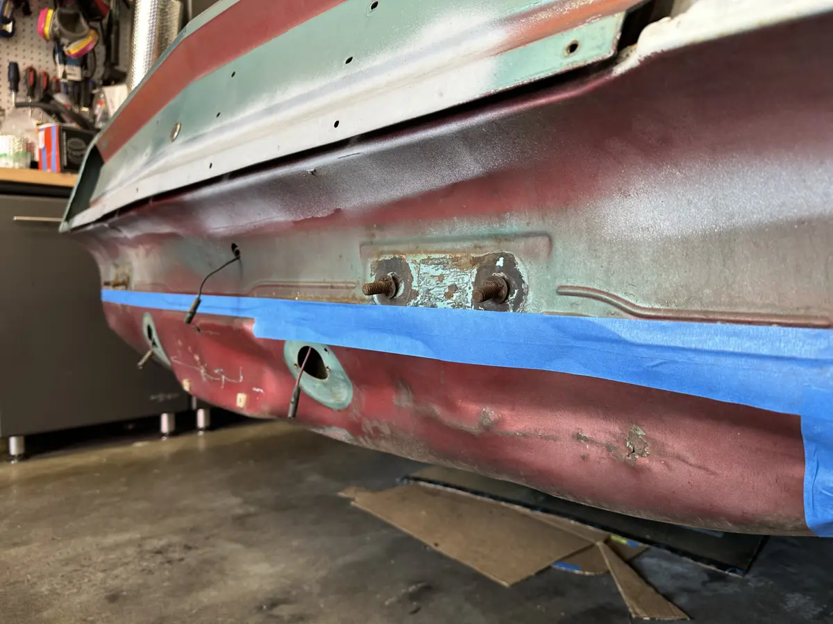 Taped off cut lines - 1967 Plymouth Barracuda