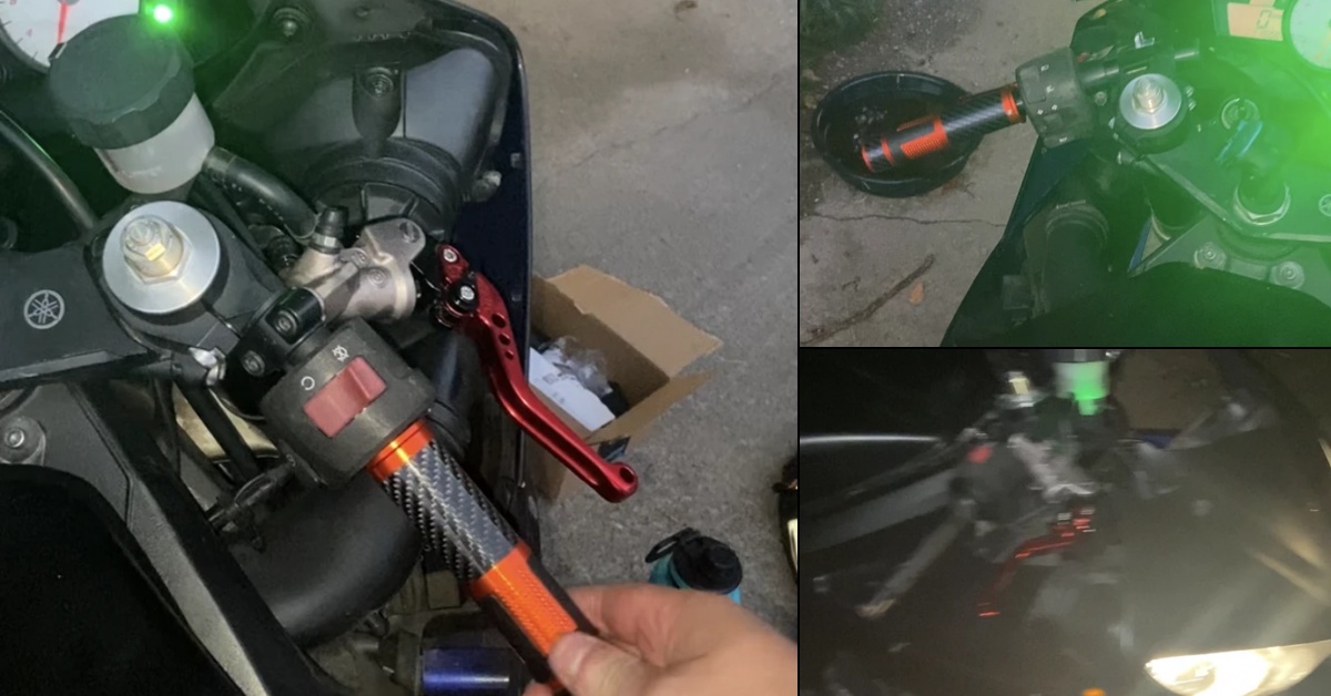 Adding new carbon fiber handlebar grips - Yamaha R6
