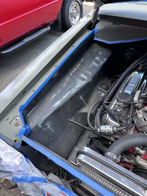 Before - scuffing the inner fender well on passeng - 1967 Plymouth Barracuda