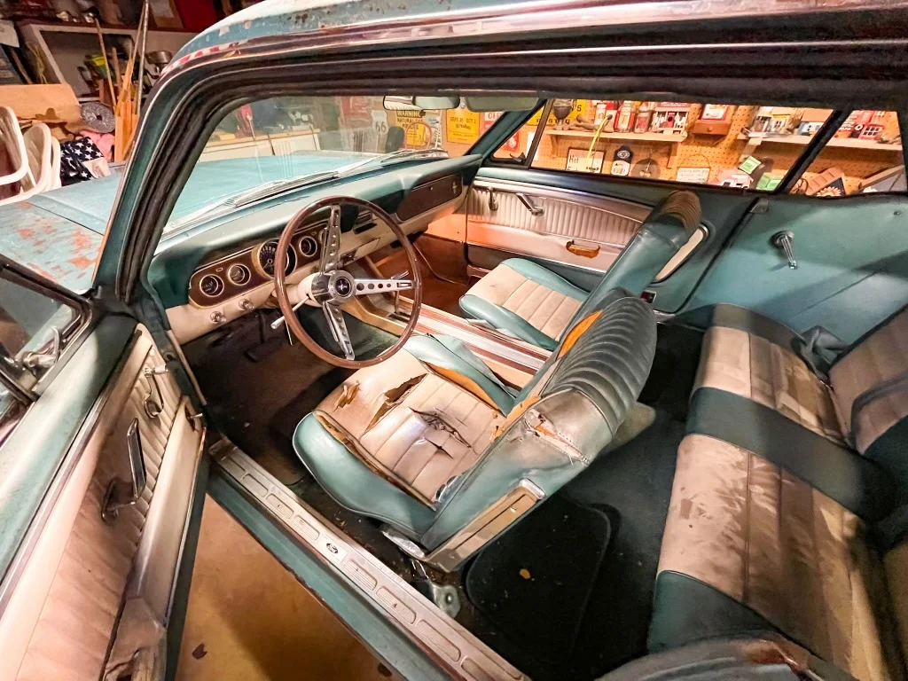 More of the ratty interior. The rear seat remains, - 1966 Ford Mustang