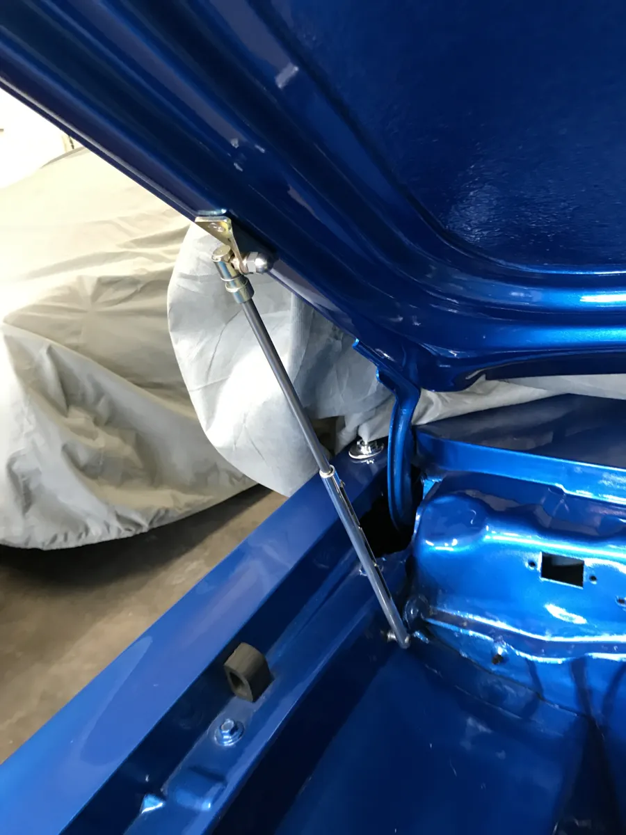 Used a Lokar Prop Rod to hold up the fiberglass ho - 1973 Dodge Dart